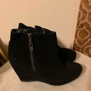 Black wedge booties